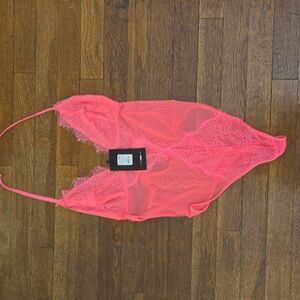 Pink teddy bodysuit sz L